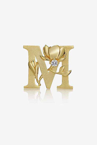 Alligator Jesus Flower Fables Diamond Gold Letter M Pendant