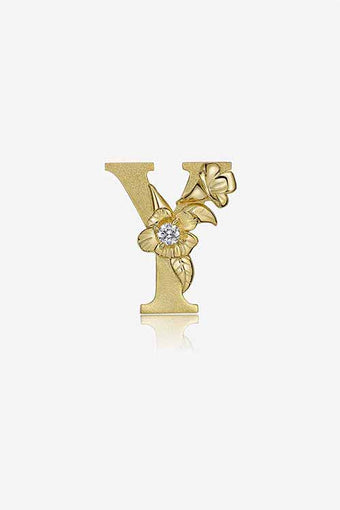 Alligator Jesus Flower Fables Diamond Gold Letter Y Pendant