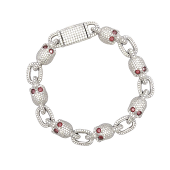 Alligator Jesus MOISSANITE RUBY SKULLS BRACELET