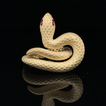 10K Yellow Gold Slither Snake Ring Alligator Jesus