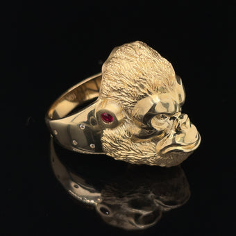 10kt Gold Gorilla Ring Alligator Jesus
