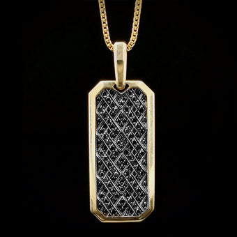 14 Karat solid gold Black Diamond Pave Octagon Pendant by Alligator Jesus