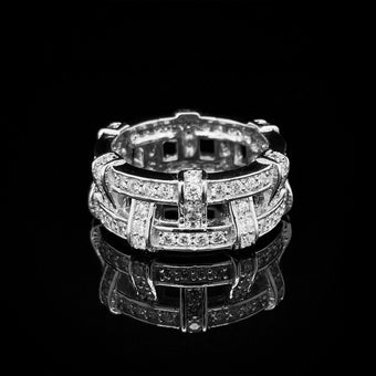 18K White Gold Interweaving Ring w/ Diamonds by Alligator Jesus