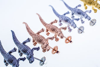 Alligator Jesus Biting Alligator Earrings with diamond eyes