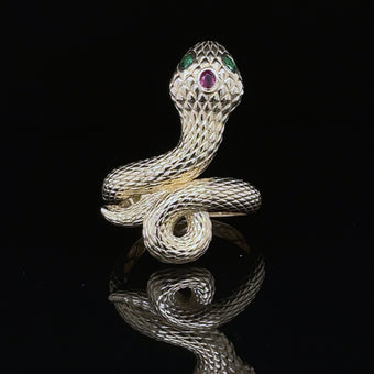 Gold Cobra Snake Ring alligator Jesus