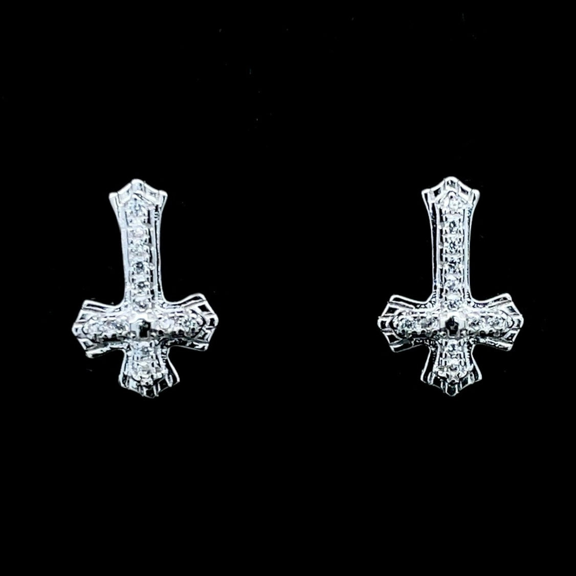 Upside down cross diamond earrings Clearance