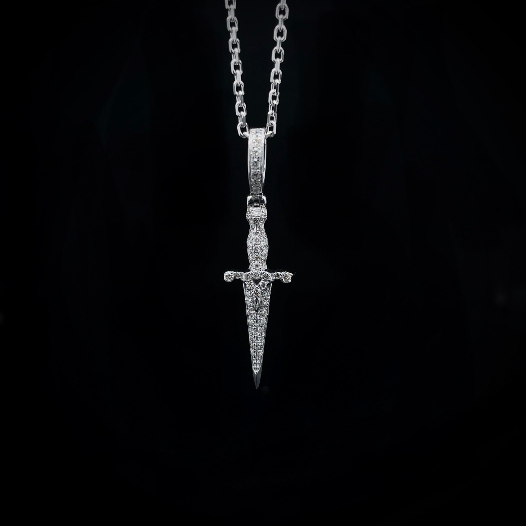 14K Gold & VS1 Diamond Dagger Pendant