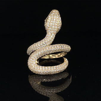 Icy Gold Cobra Snake Ring Alligator Jesus