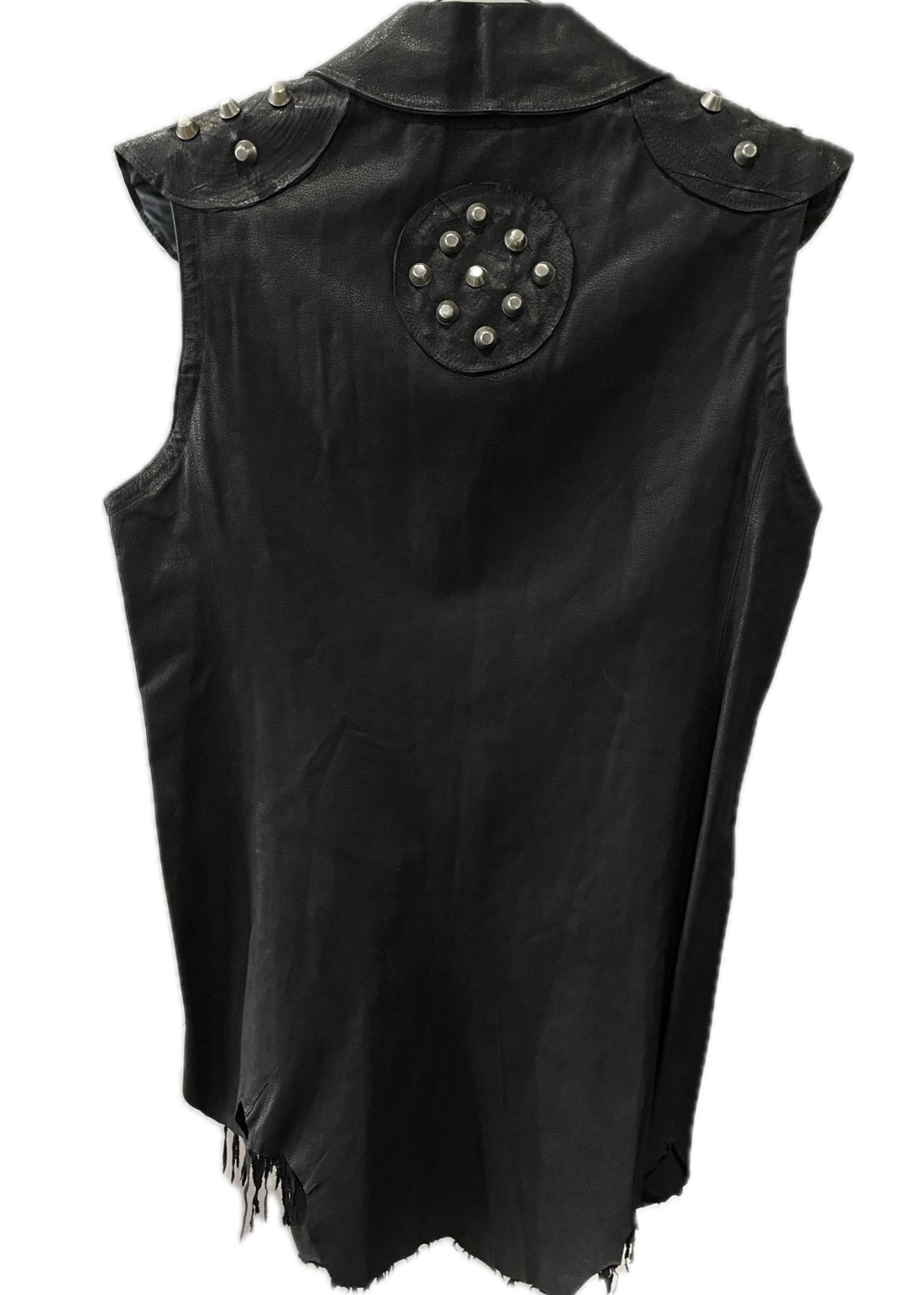 Black Raw Leather Vest