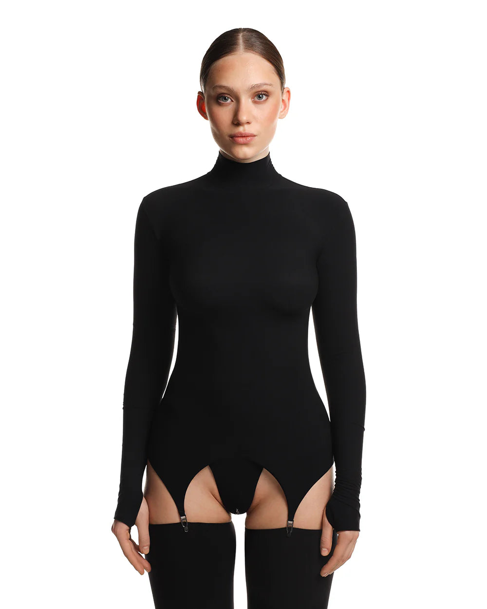 Longsleeve Garter Chemise "Estelle" Black