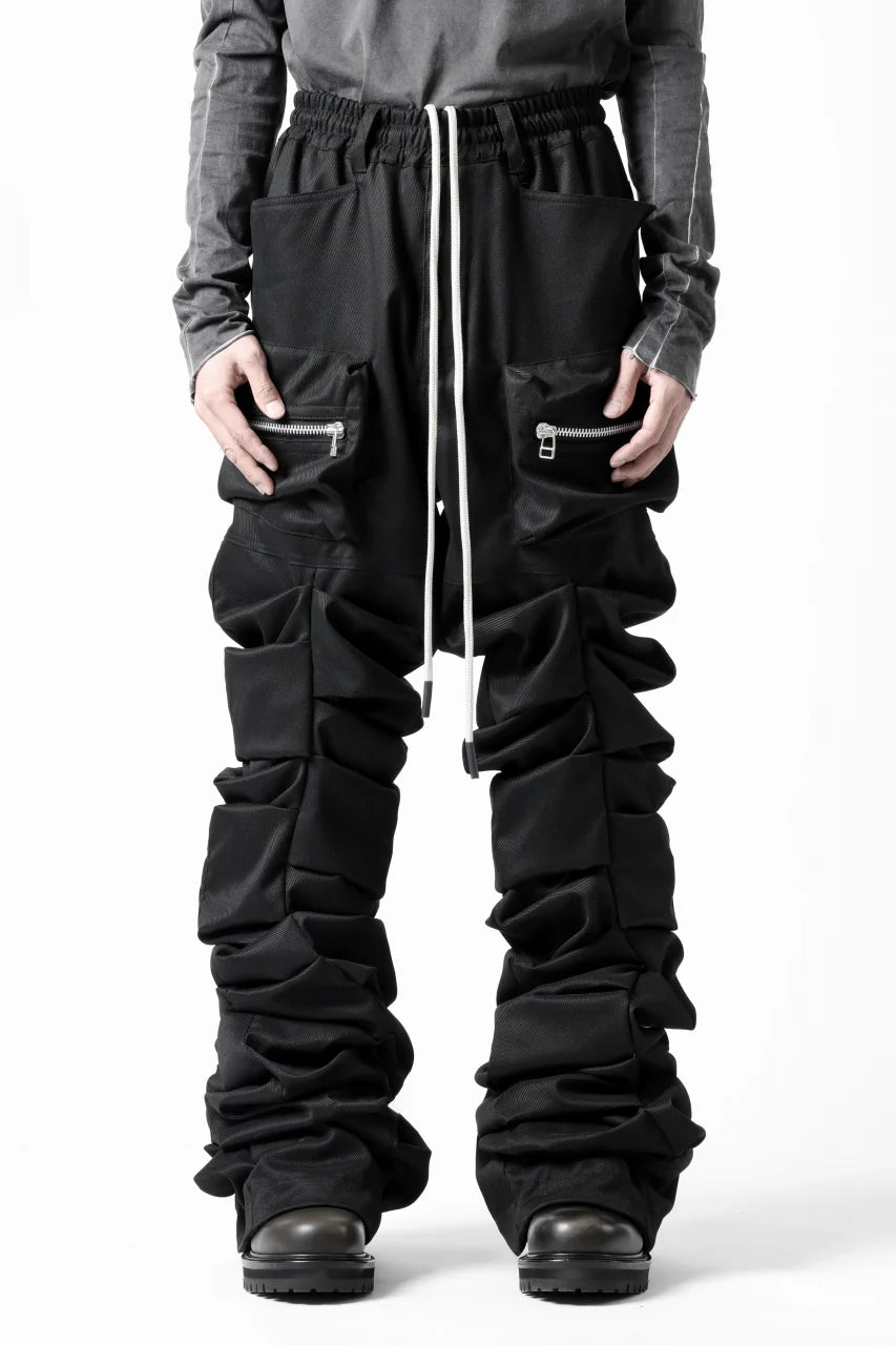 MONSTER TUCK FLARE BAGGY PANTS / LUX PES TWILL (BLACK)