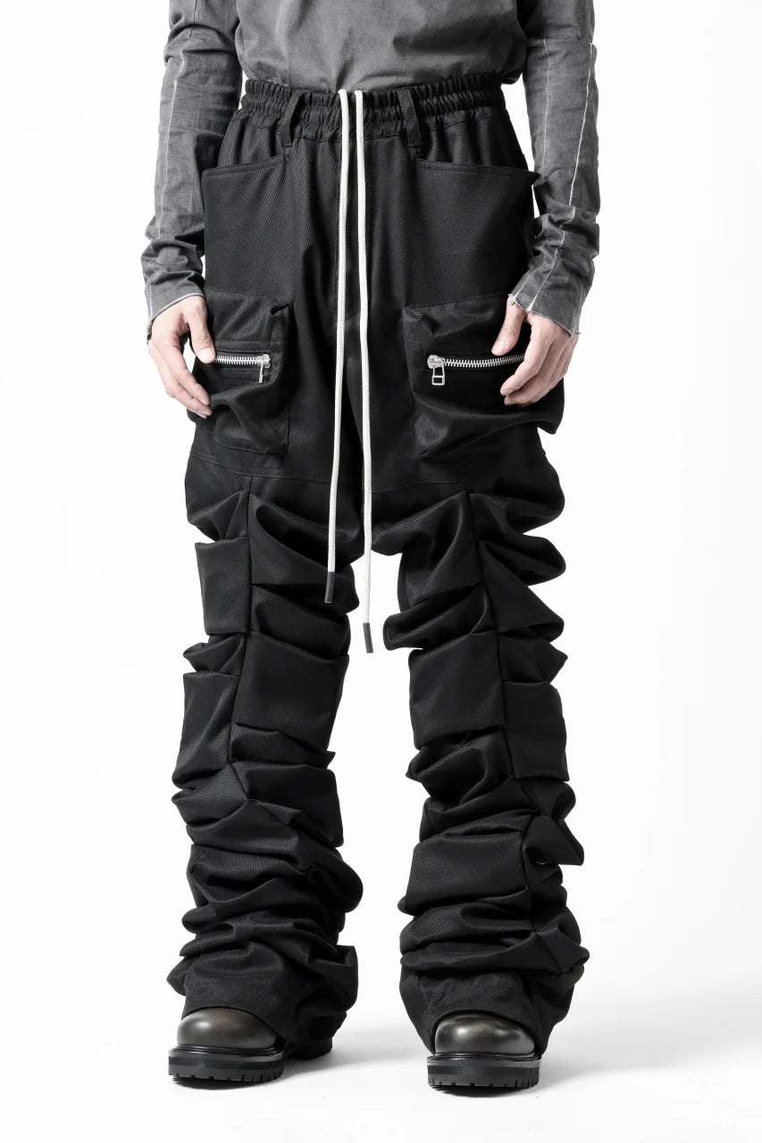 MONSTER TUCK FLARE BAGGY PANTS / LUX PES TWILL (BLACK)
