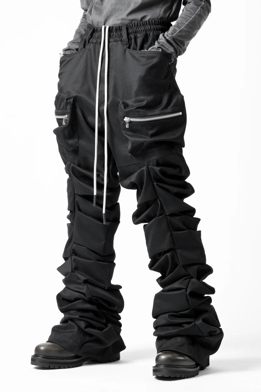 MONSTER TUCK FLARE BAGGY PANTS / LUX PES TWILL (BLACK)