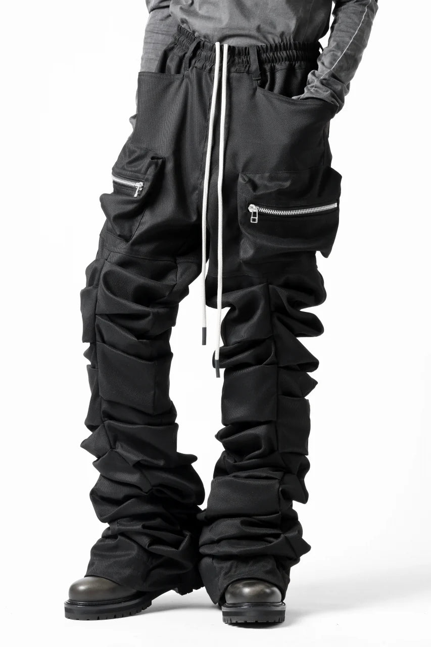 MONSTER TUCK FLARE BAGGY PANTS / LUX PES TWILL (BLACK)