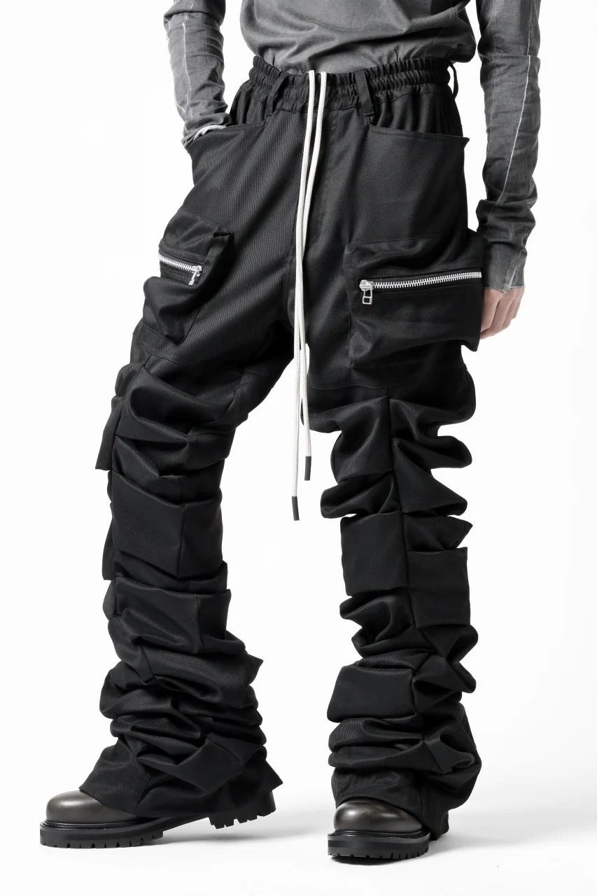 MONSTER TUCK FLARE BAGGY PANTS / LUX PES TWILL (BLACK)
