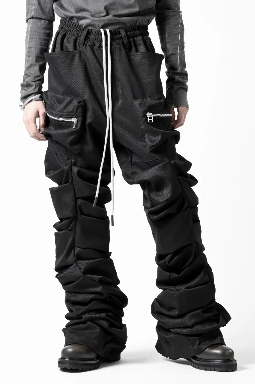 MONSTER TUCK FLARE BAGGY PANTS / LUX PES TWILL (BLACK)