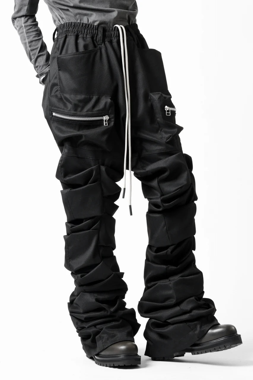 MONSTER TUCK FLARE BAGGY PANTS / LUX PES TWILL (BLACK)