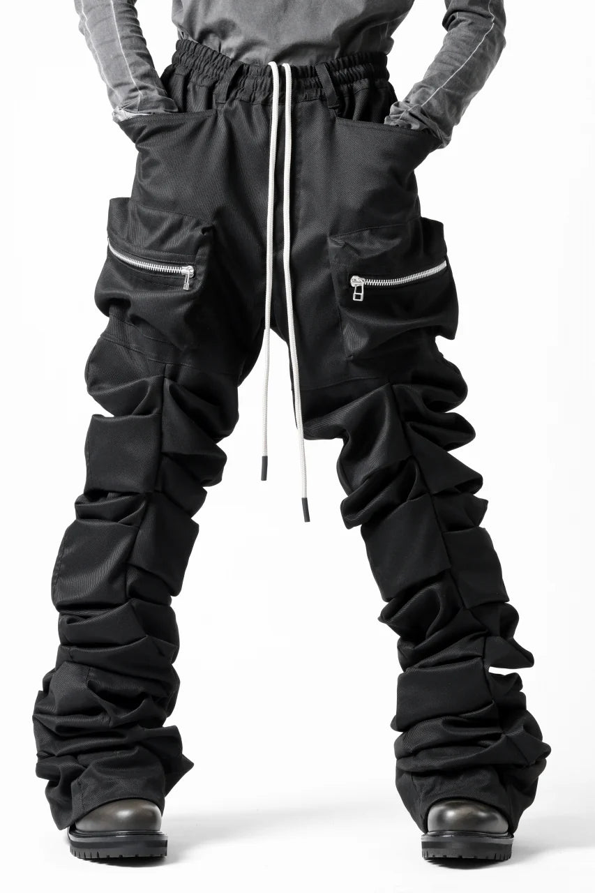 MONSTER TUCK FLARE BAGGY PANTS / LUX PES TWILL (BLACK)