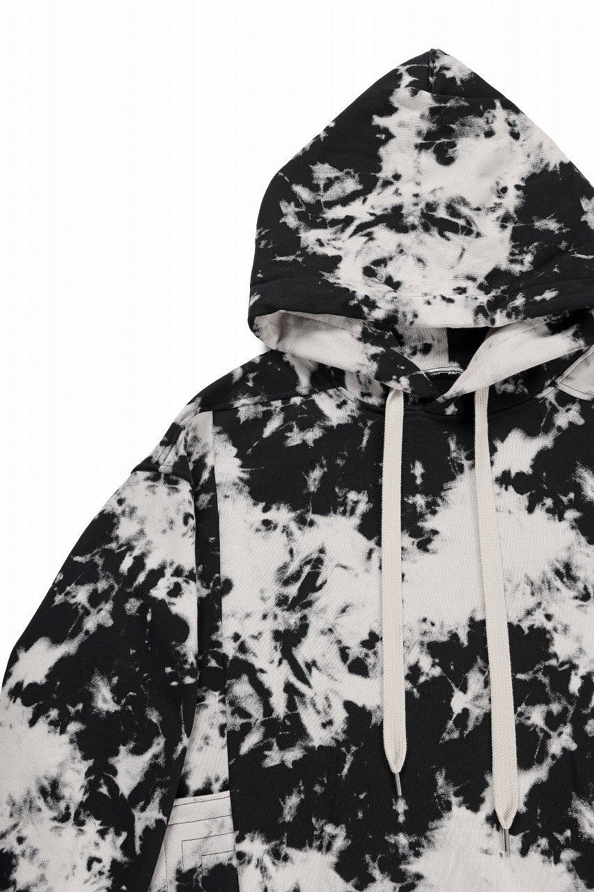 CARGO HOODED TOPS / MOTTLED DYING (BLACK x IVORY)