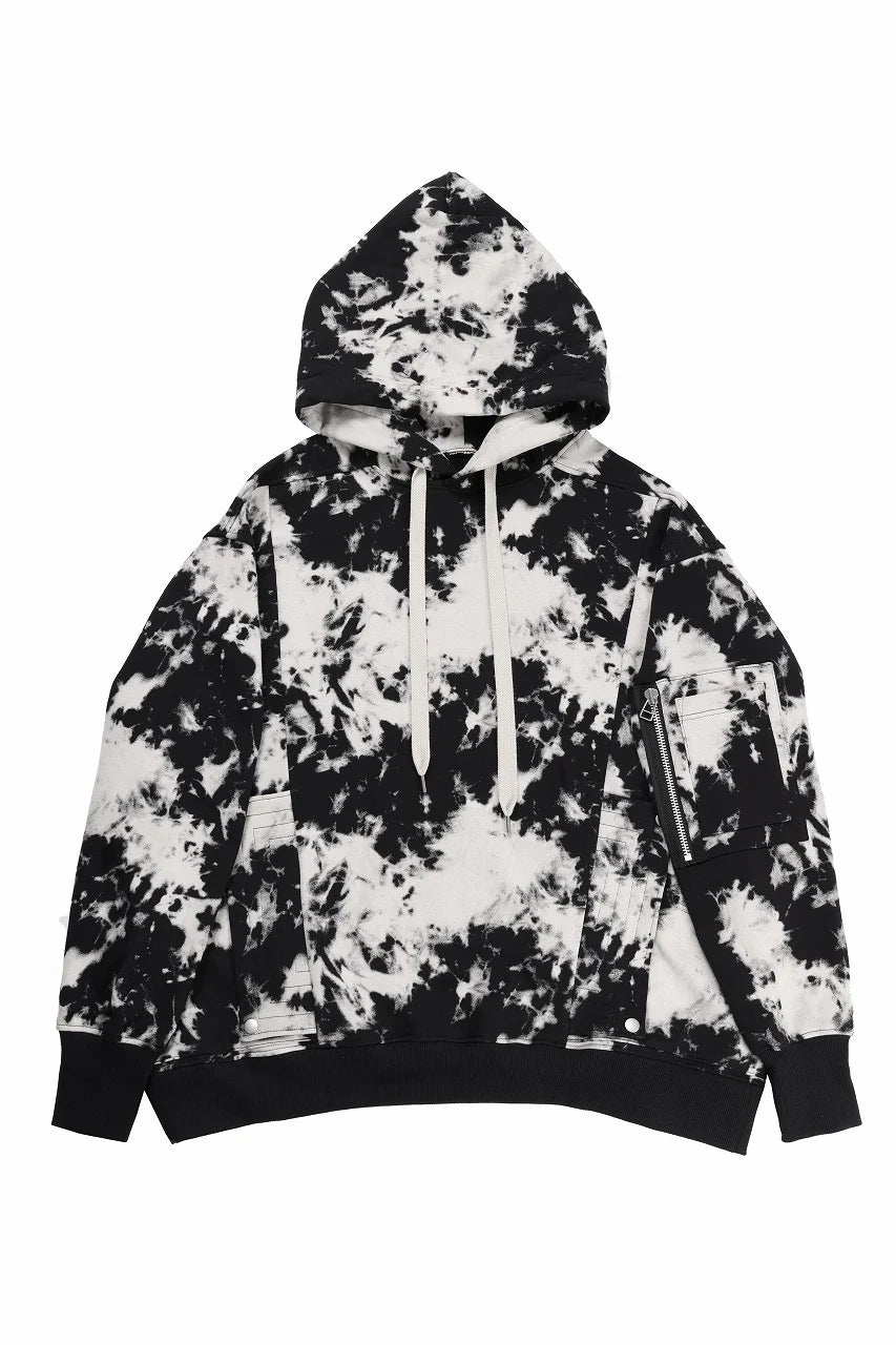 CARGO HOODED TOPS / MOTTLED DYING (BLACK x IVORY)