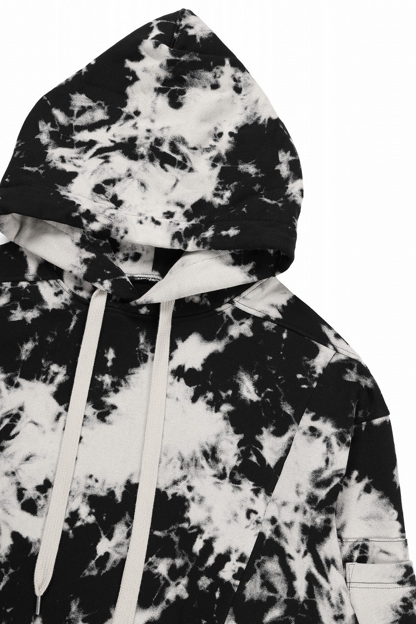 CARGO HOODED TOPS / MOTTLED DYING (BLACK x IVORY)