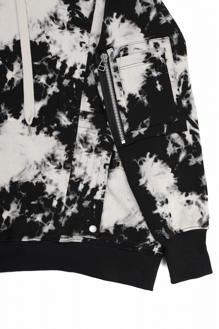 CARGO HOODED TOPS / MOTTLED DYING (BLACK x IVORY)