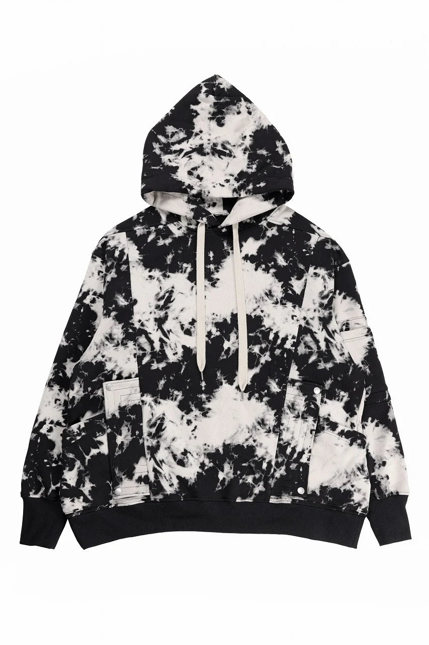 CARGO HOODED TOPS / MOTTLED DYING (BLACK x IVORY)