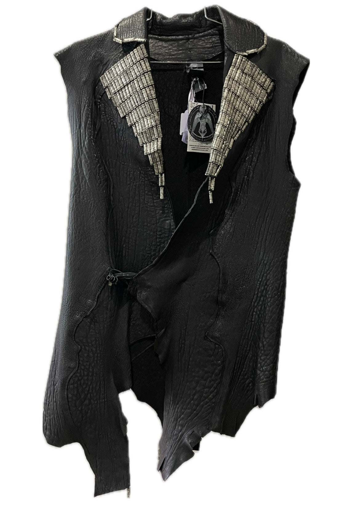 Leather Vest Detailed with Metal Collar