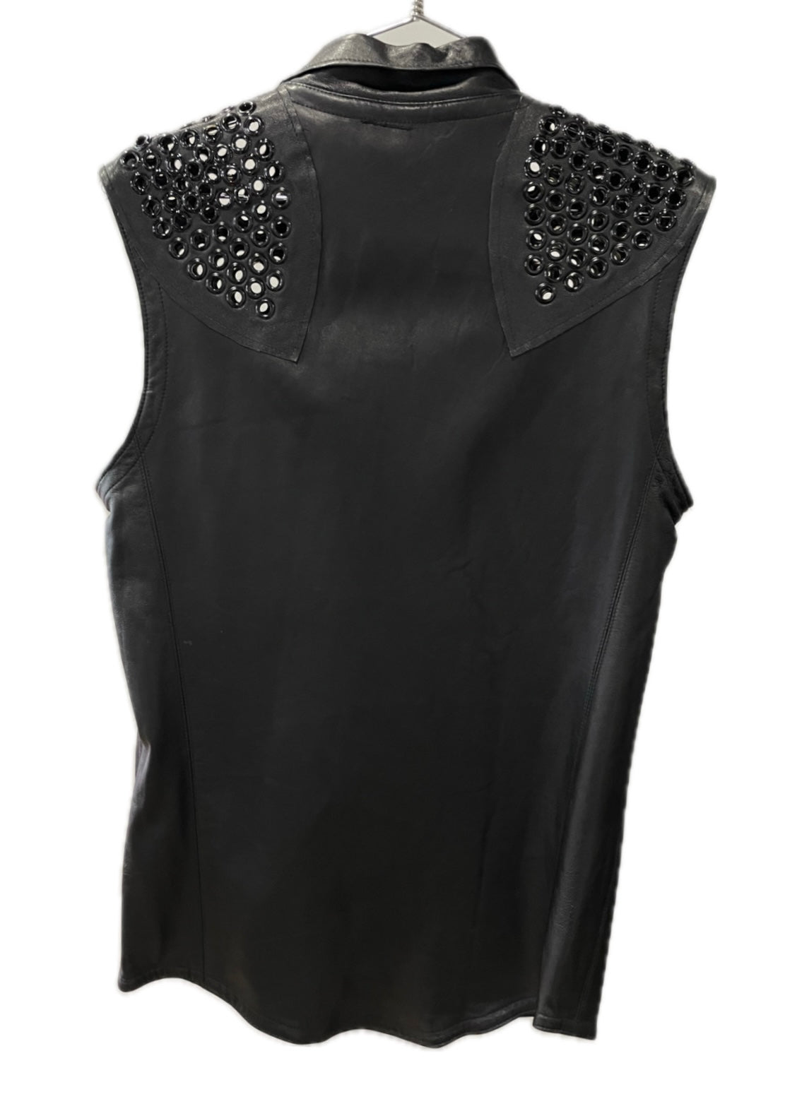 Black Leather Western Vest