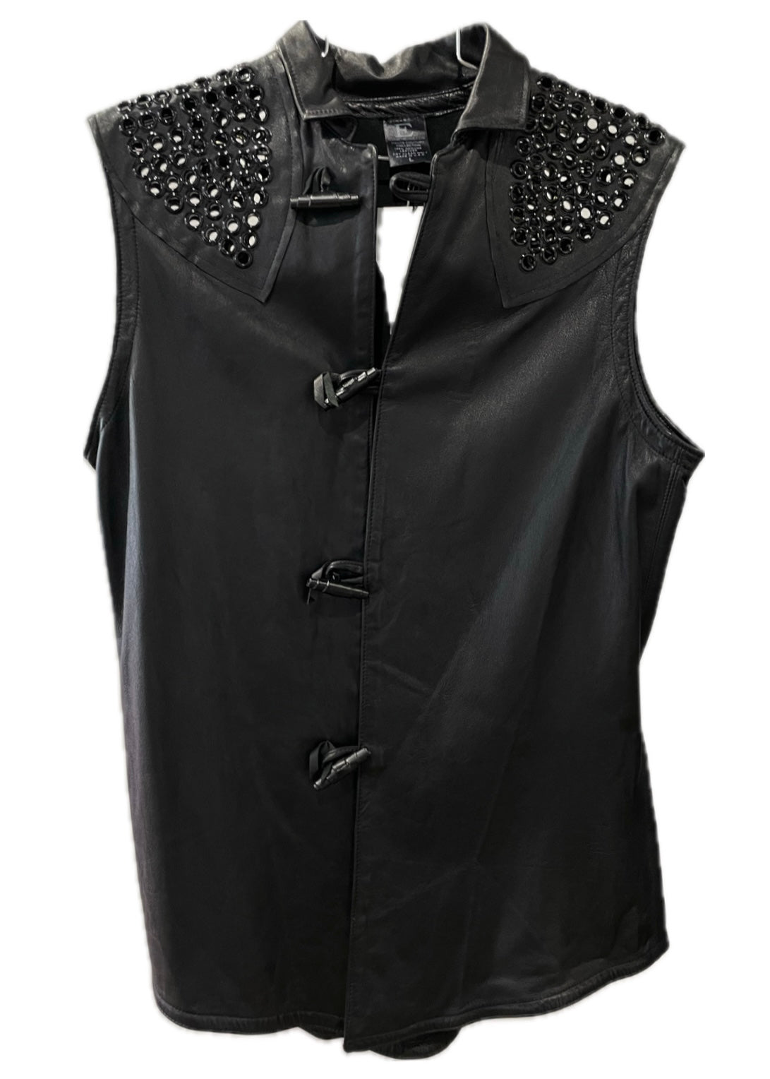 Black Leather Western Vest