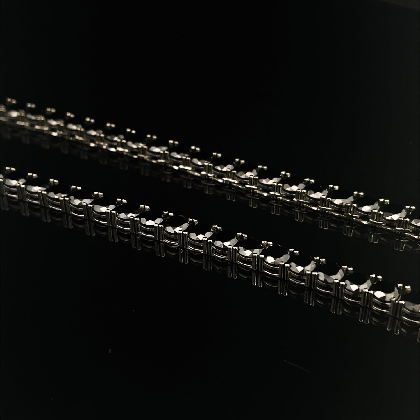 Black Moissanite Gunmetal Necklace - 4mm