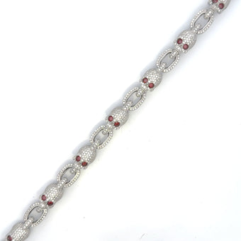 Alligator Jesus MOISSANITE and RUBY SKULLS BRACELET NECKLACE
