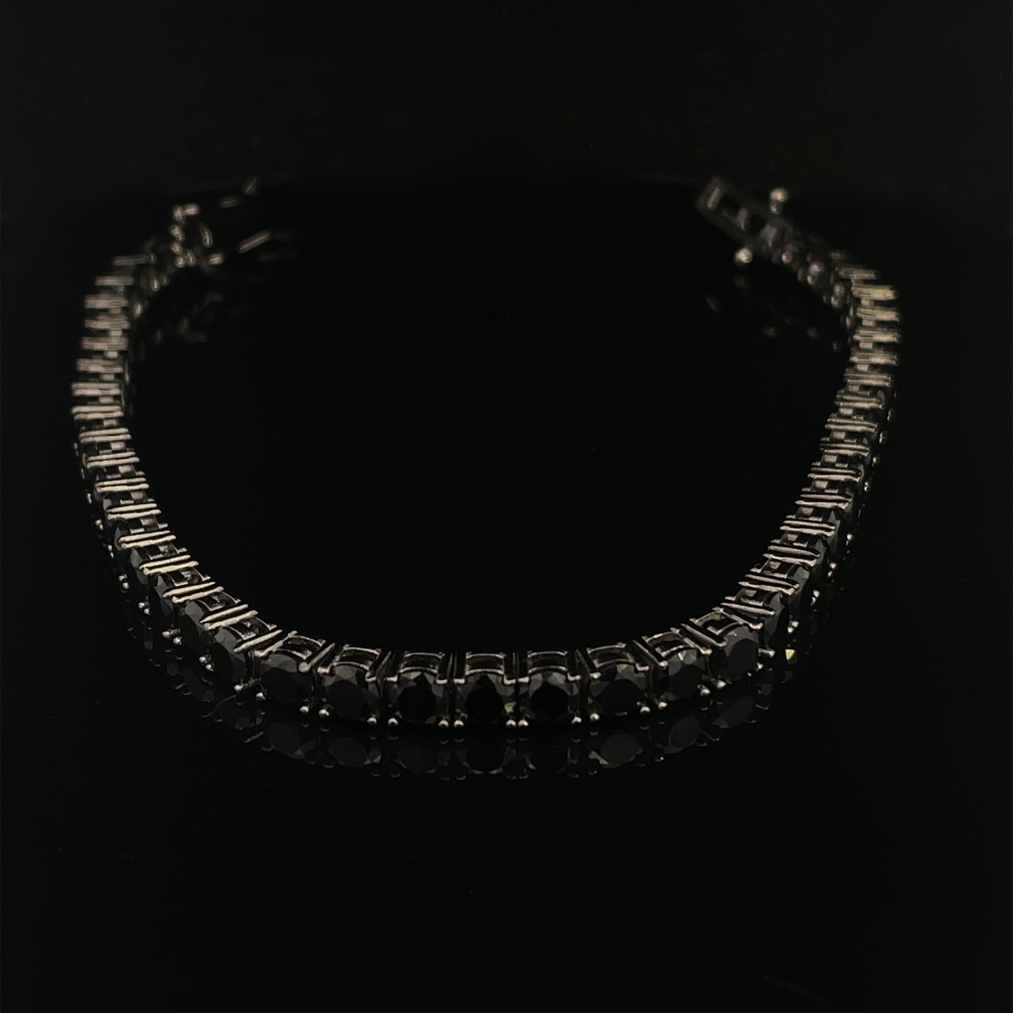 Black Moissanite Gunmetal Necklace - 4mm