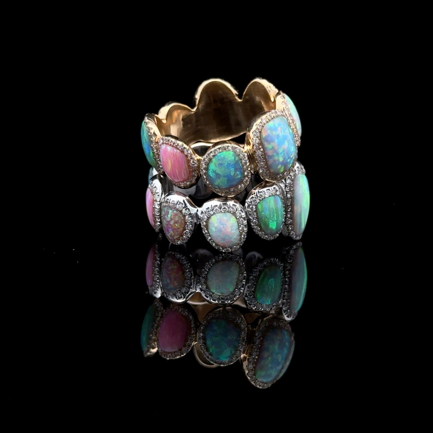 Opal & Diamond Gold Grillz Rings