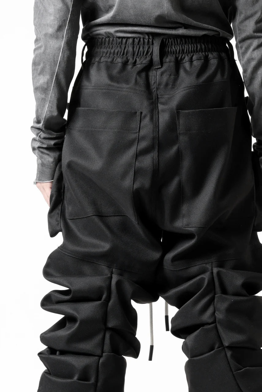 MONSTER TUCK FLARE BAGGY PANTS / LUX PES TWILL (BLACK)