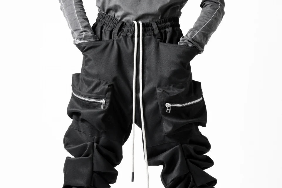 MONSTER TUCK FLARE BAGGY PANTS / LUX PES TWILL (BLACK)