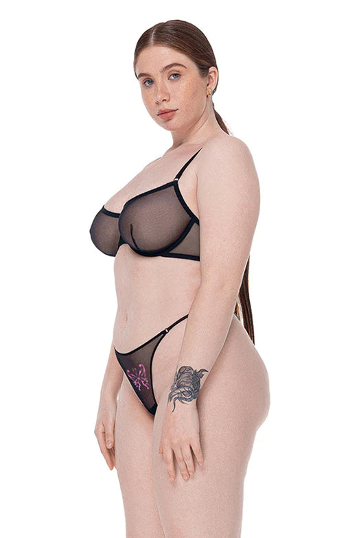 BUTTERFLY BLACK THONG