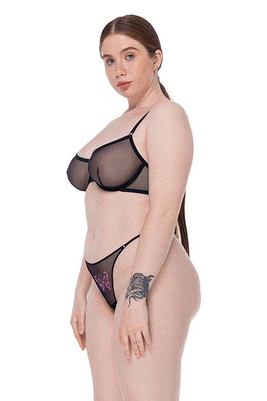 BUTTERFLY BLACK THONG