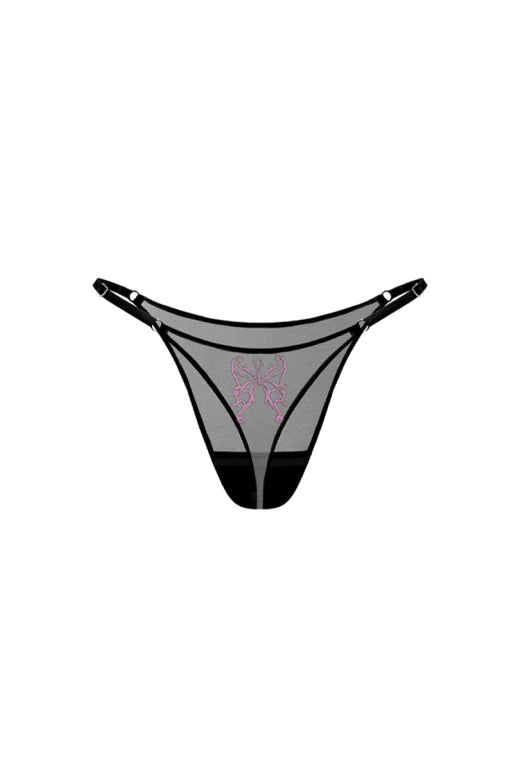 BUTTERFLY BLACK THONG