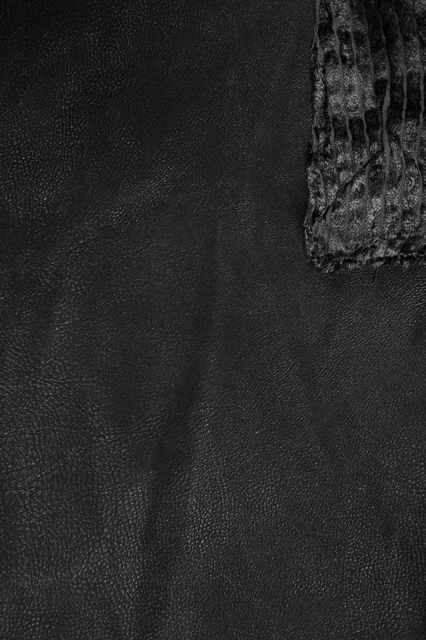 CARGO WIDE PANTS / SYNTHETIC LEATHER + VELOUR (BLACK)