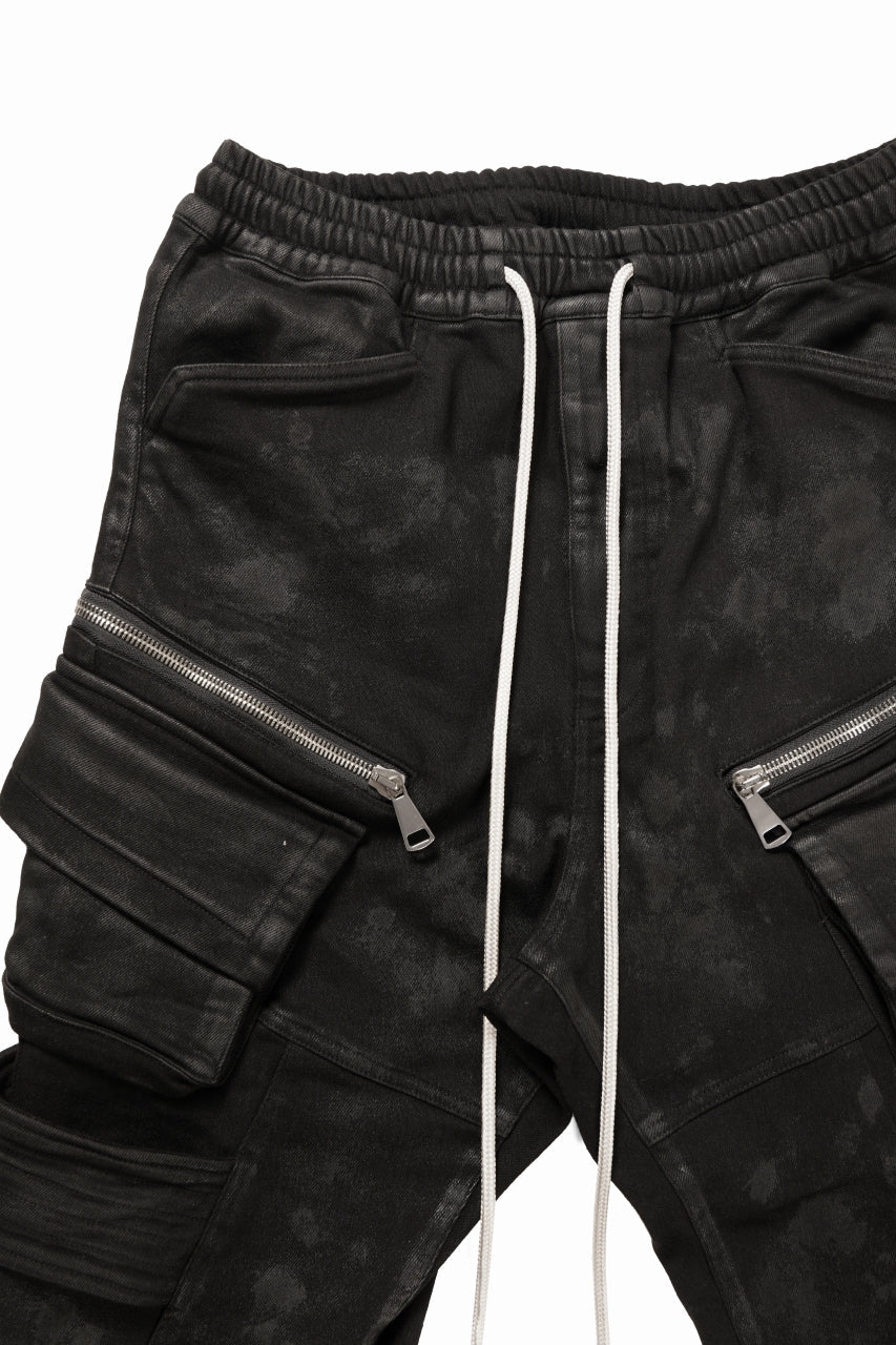 BELTED DETAIL JOGGER 2.0 / BRUSHED BACK COATING DENIM (BLACK)