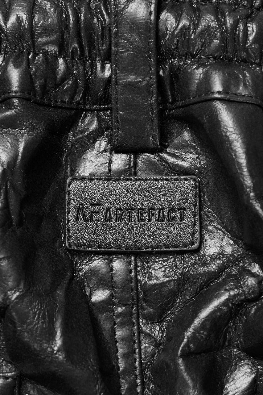 TUCK CARGO PANTS / WASHER SYNTHETIC LEATHER (BLACK)