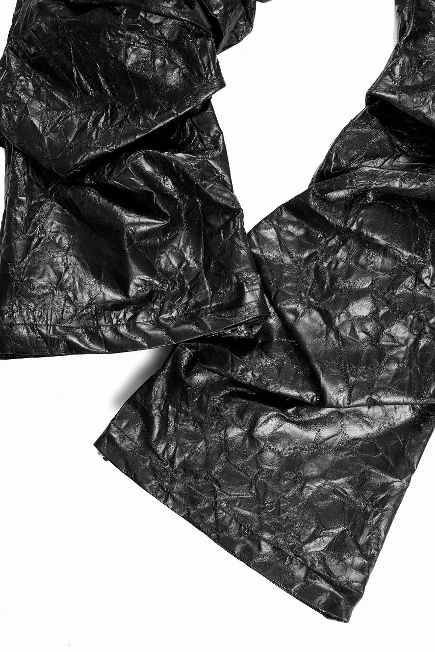 TUCK CARGO PANTS / WASHER SYNTHETIC LEATHER (BLACK)