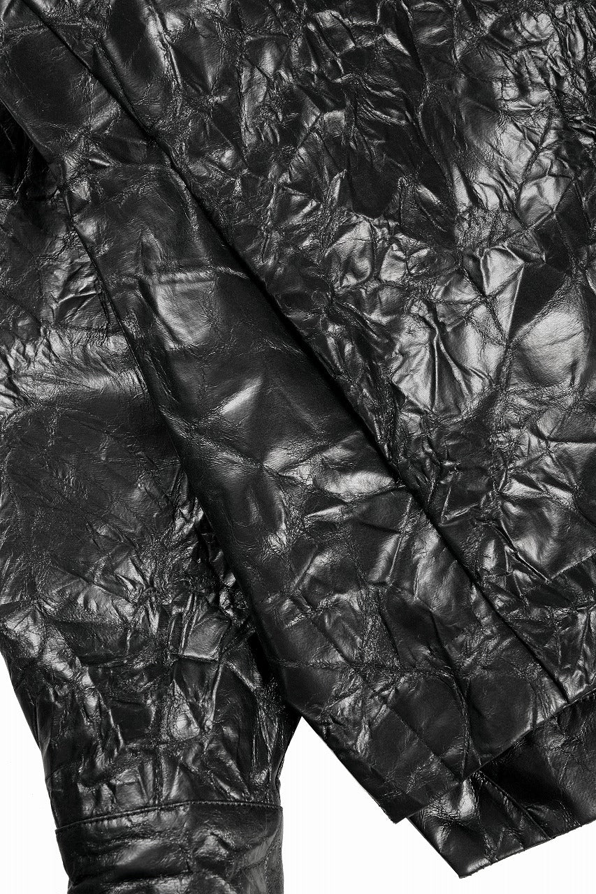 HOODED ZIPPER BLOUSON / WASHER SYNTHETIC LEATHER (BLACK)
