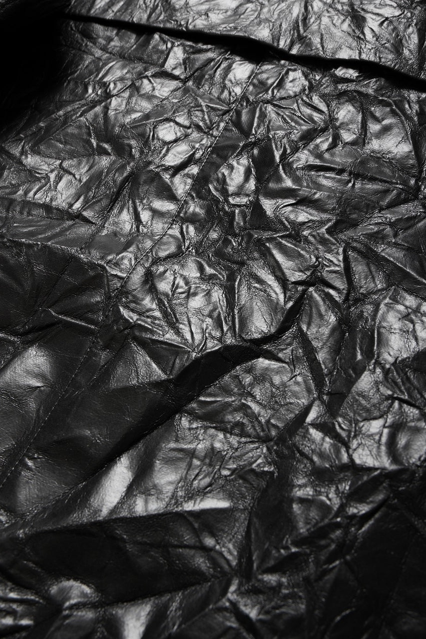 HOODED ZIPPER BLOUSON / WASHER SYNTHETIC LEATHER (BLACK)