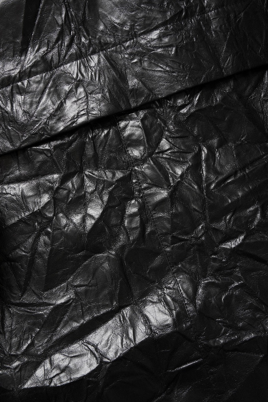 HOODED ZIPPER BLOUSON / WASHER SYNTHETIC LEATHER (BLACK)