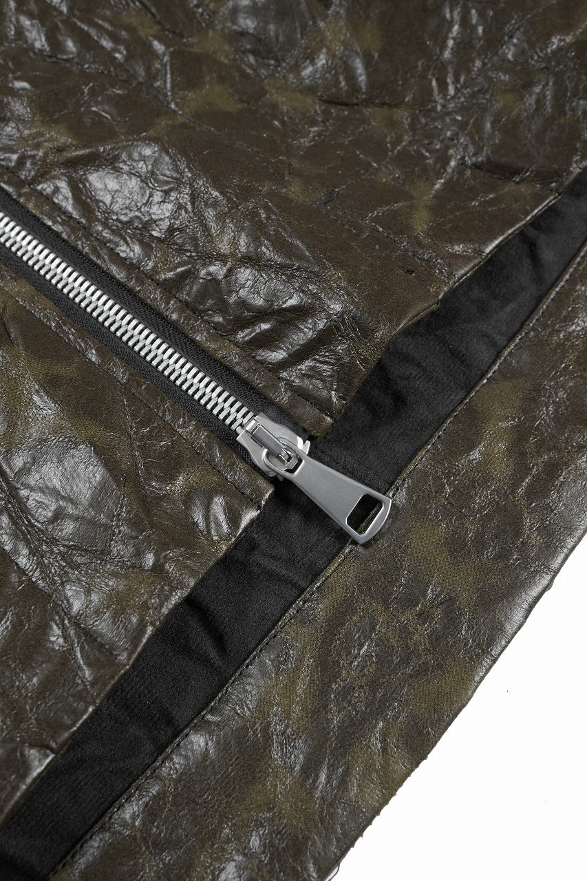 HOODED ZIPPER BLOUSON / WASHER SYNTHETIC LEATHER (KHAKI)