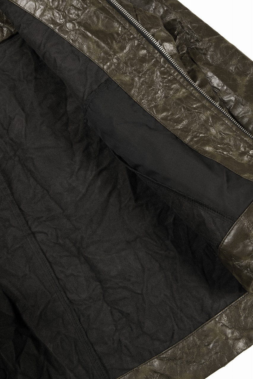 HOODED ZIPPER BLOUSON / WASHER SYNTHETIC LEATHER (KHAKI)