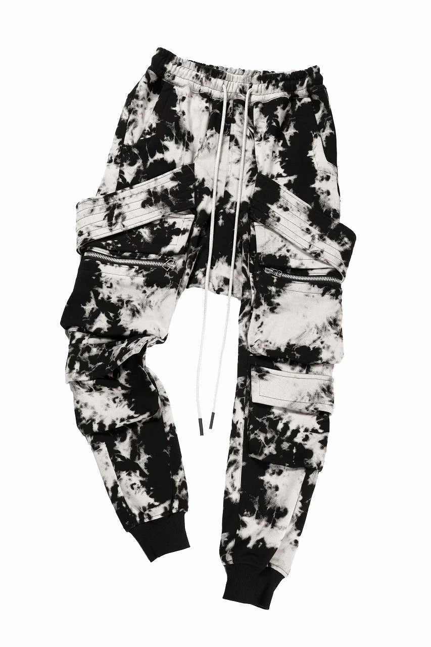 BELT CARGO SAROUEL JOGGER / MOTTLED DYING (BLACK x IVORY)