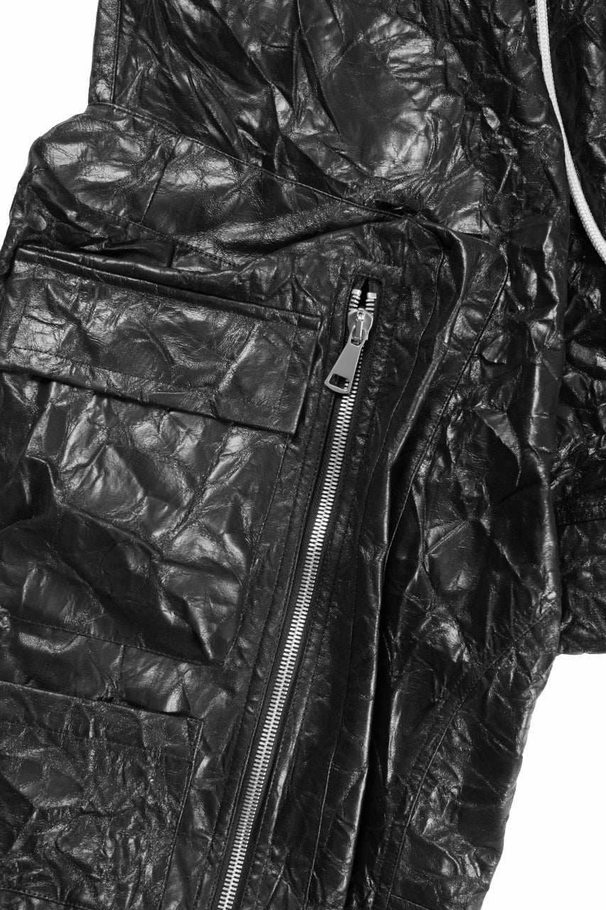 DROP CLOTCH WIDE PANTS / WASHER SYNTHETIC LEATHER (BLACK)